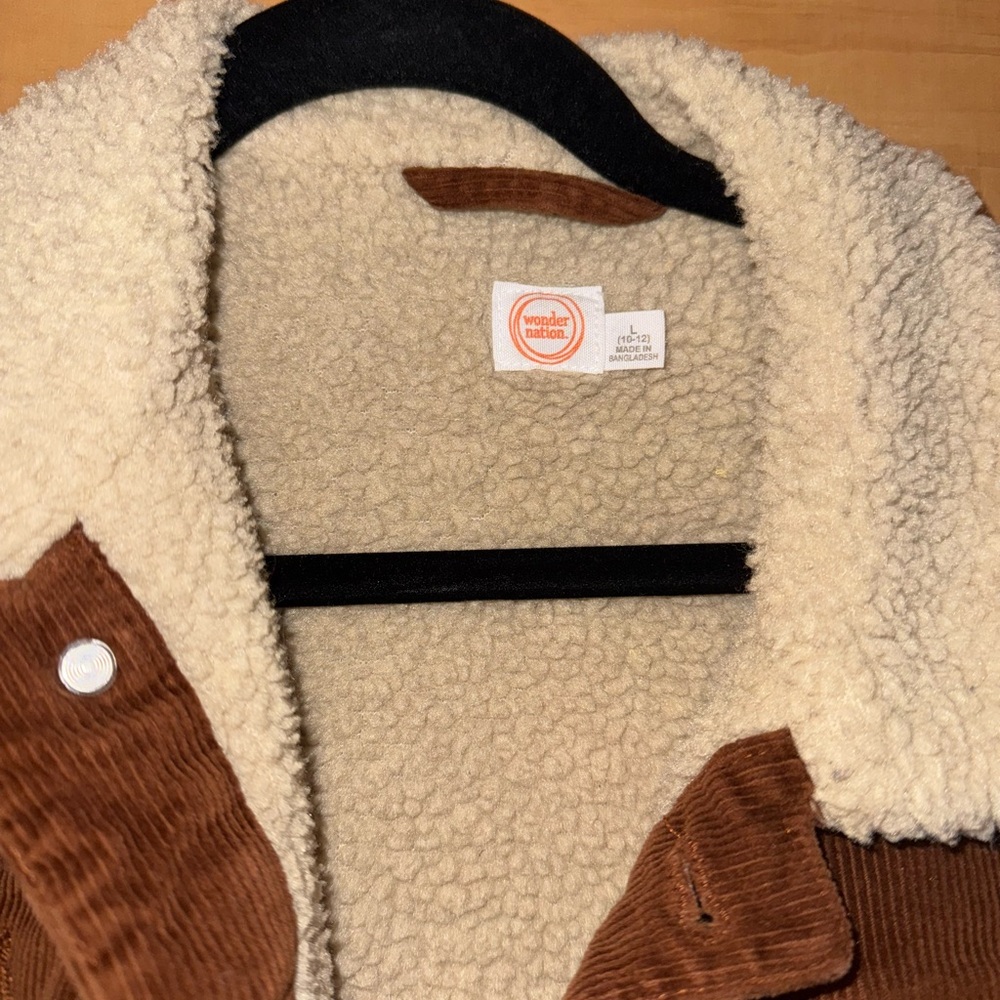 Wonder Nation Brown Corduroy Jacket with Cream Sherpa Collar - Picture 3 of 5